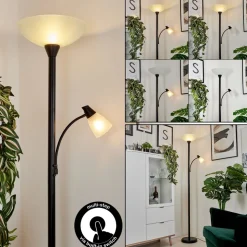 Lampadaire A Vasque Phong Led Noir, 2 Lumieres