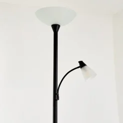 Lampadaire A Vasque Phong Led Noir, 2 Lumieres