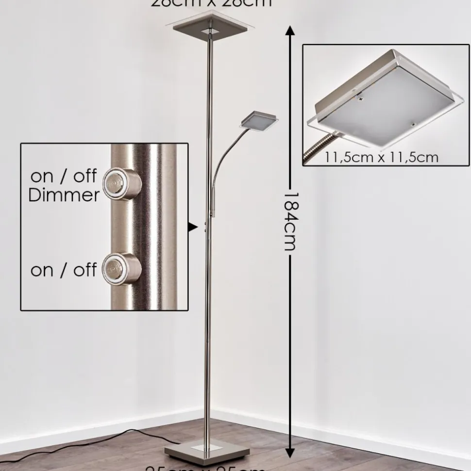Lampadaire A Vasque Veteli Led Acier Inoxydable, 2 Lumieres