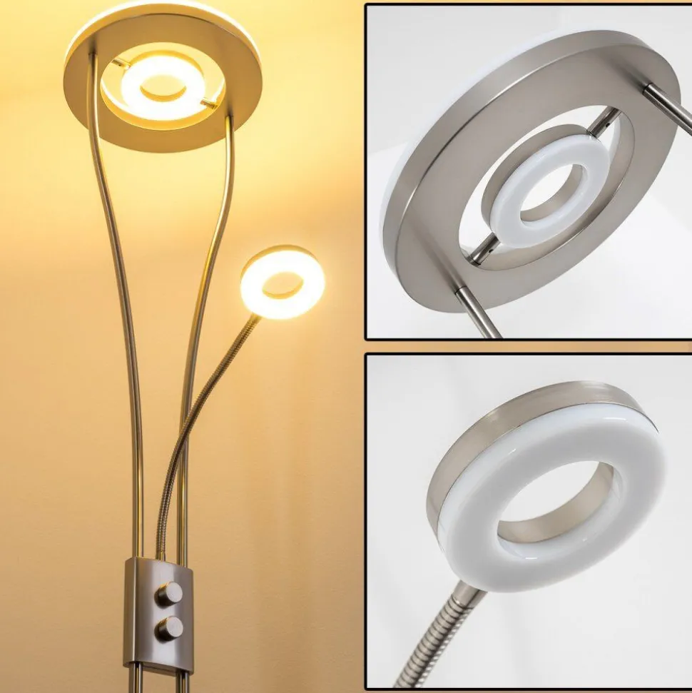 Lampadaire A Vasque Watino Led Nickel Mat, 3 Lumieres