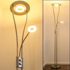 Lampadaire A Vasque Watino Led Nickel Mat, 3 Lumieres