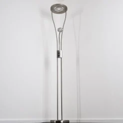 Lampadaire A Vasque Watino Led Nickel Mat, 3 Lumieres