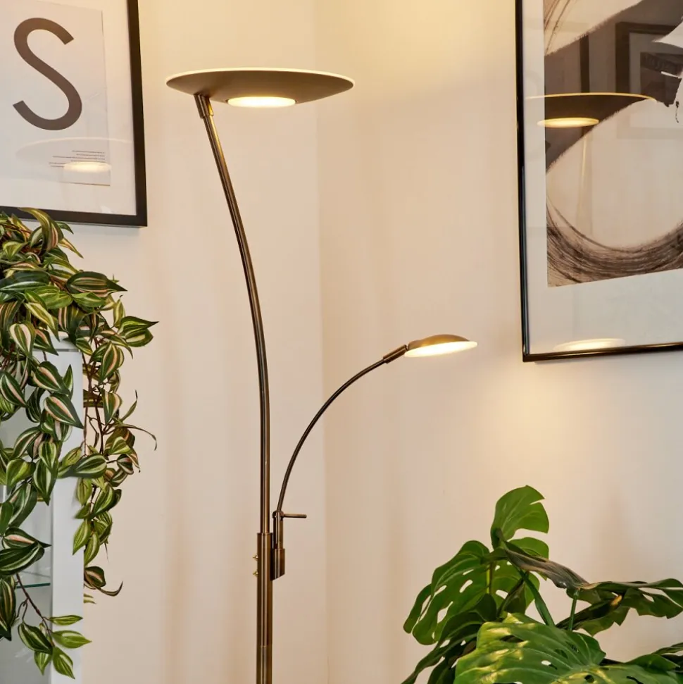Lampadaire A Vasquegravin Led Vieux Laiton, Blanc, 2 Lumieres