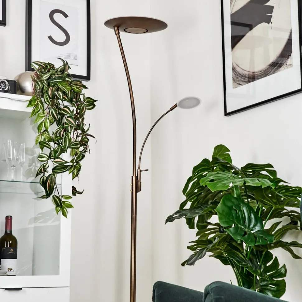 Lampadaire A Vasquegravin Led Vieux Laiton, Blanc, 2 Lumieres