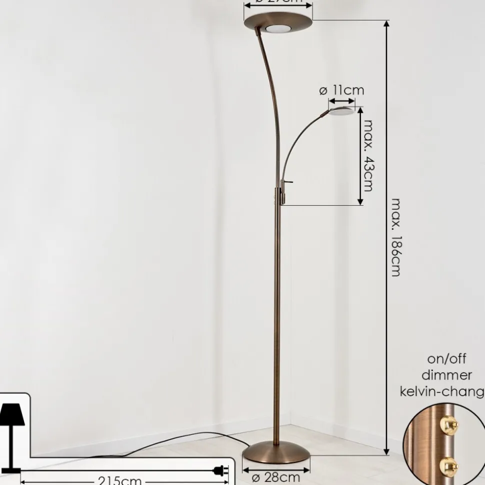 Lampadaire A Vasquegravin Led Vieux Laiton, Blanc, 2 Lumieres