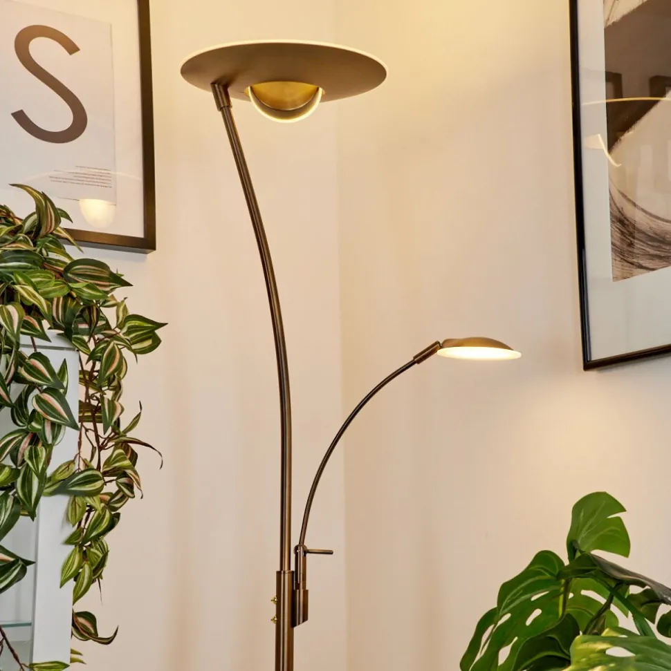 Lampadaire A Vasquegravin Led Vieux Laiton, Blanc, 2 Lumieres