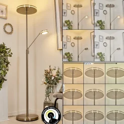 Lampadaire A Vasquehuallilemu Led Nickel Mat, 2 Lumieres