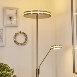 Lampadaire A Vasquehuallilemu Led Nickel Mat, 2 Lumieres