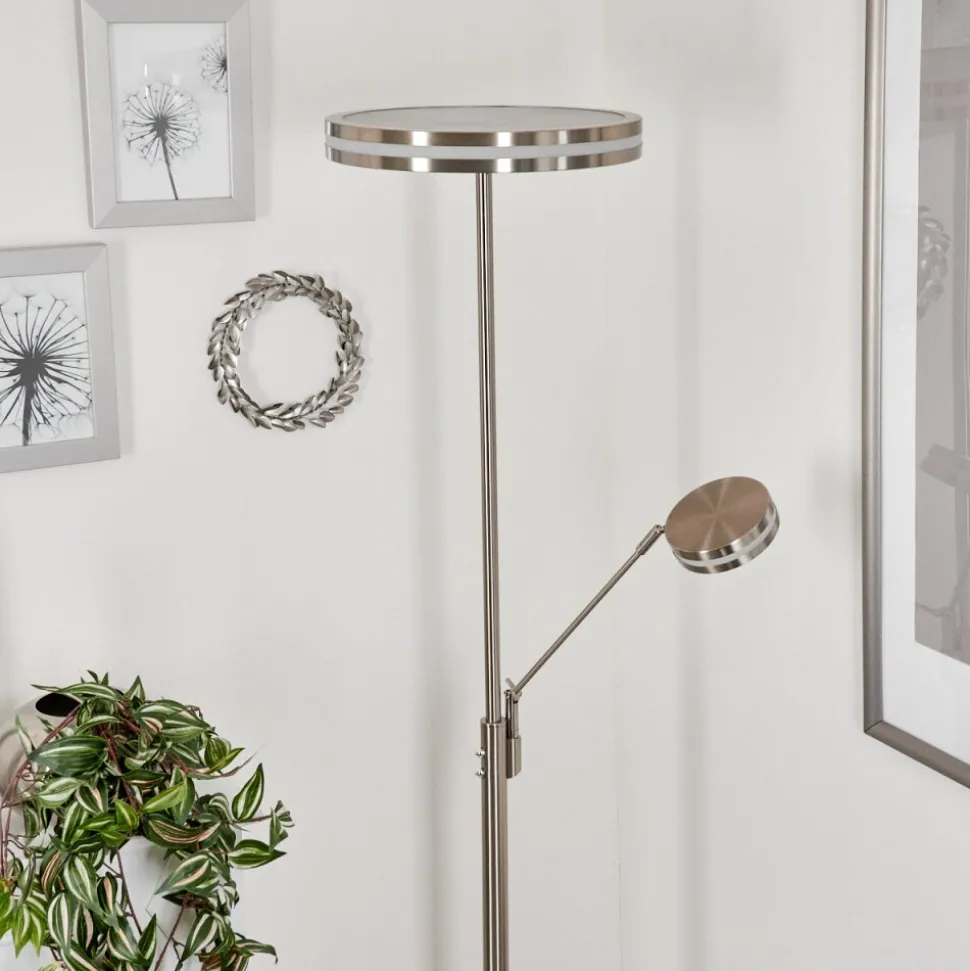 Lampadaire A Vasquehuallilemu Led Nickel Mat, 2 Lumieres