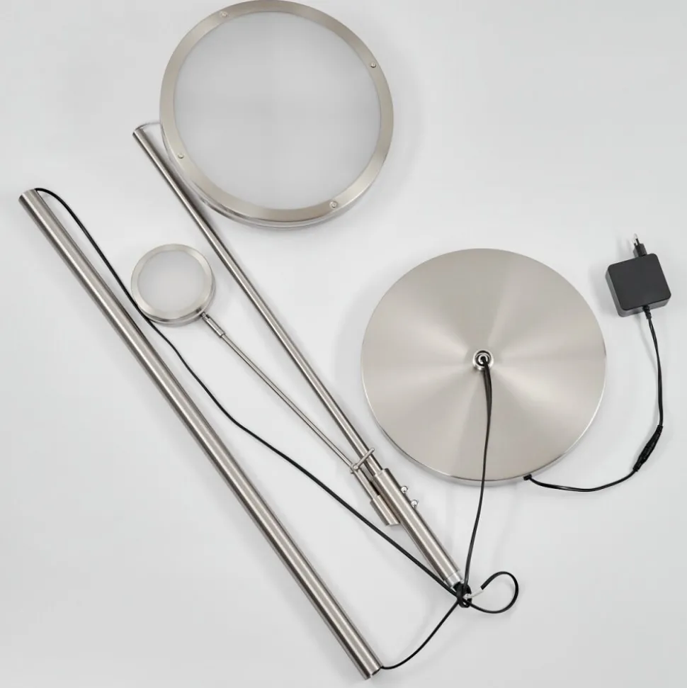 Lampadaire A Vasquehuallilemu Led Nickel Mat, 2 Lumieres