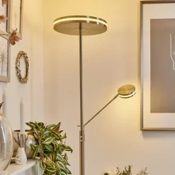 Lampadaire A Vasquehuallilemu Led Nickel Mat, 2 Lumieres