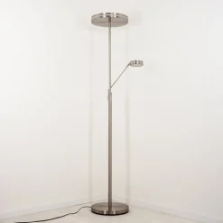 Lampadaire A Vasquehuallilemu Led Nickel Mat, 2 Lumieres