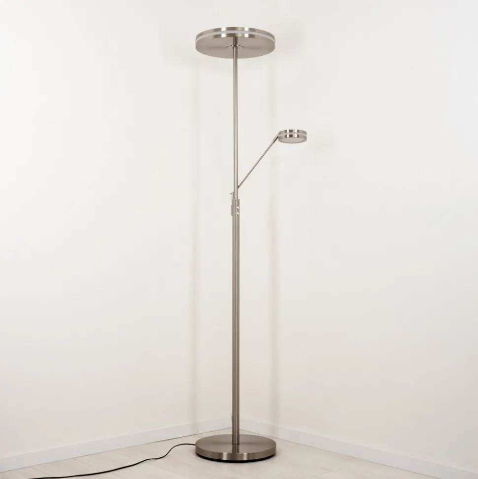 Lampadaire A Vasquehuallilemu Led Nickel Mat, 2 Lumieres