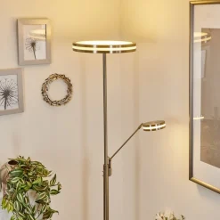 Lampadaire A Vasquehuallilemu Led Nickel Mat, 2 Lumieres