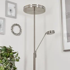 Lampadaire A Vasquehuallilemu Led Nickel Mat, 2 Lumieres