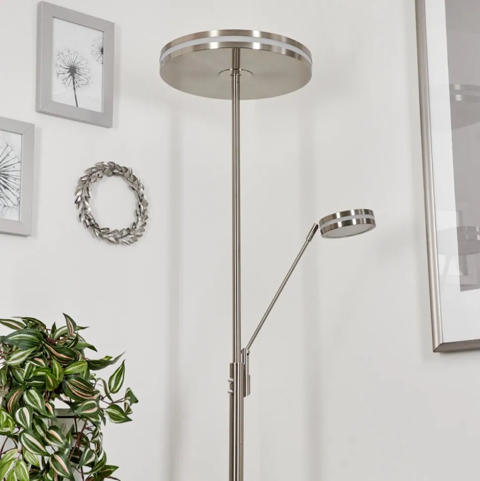 Lampadaire A Vasquehuallilemu Led Nickel Mat, 2 Lumieres