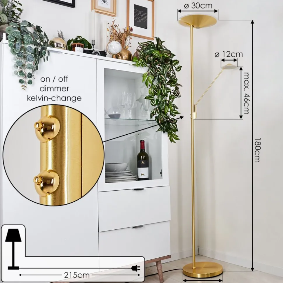 Lampadaire A Vasquemurca Led Laiton, 2 Lumieres