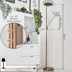 Lampadaire A Vasquemurca Led Vieux Laiton, 2 Lumieres