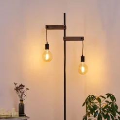Lampadaire Aarhus Bois Fonce, Noir, 2 Lumieres