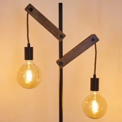 Lampadaire Aarhus Bois Fonce, Noir, 2 Lumieres