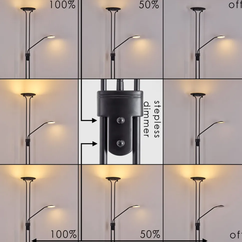 Lampadaire Abiqua Led Noir, 2 Lumieres