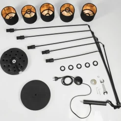 Lampadaire Alsen Noir, 5 Lumieres