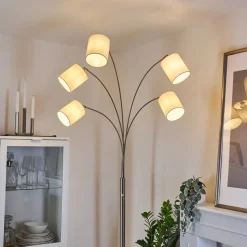 Lampadaire Antillo Nickel Mat, 5 Lumieres