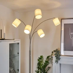Lampadaire Antillo Nickel Mat, 5 Lumieres