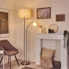 Lampadaire Antillo Nickel Mat, 2 Lumieres