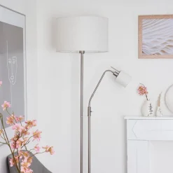 Lampadaire Antillo Nickel Mat, 2 Lumieres