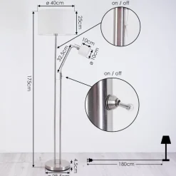 Lampadaire Antillo Nickel Mat, 2 Lumieres