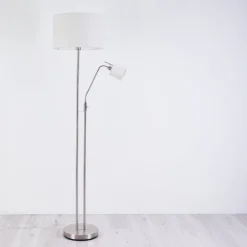 Lampadaire Antillo Nickel Mat, 2 Lumieres