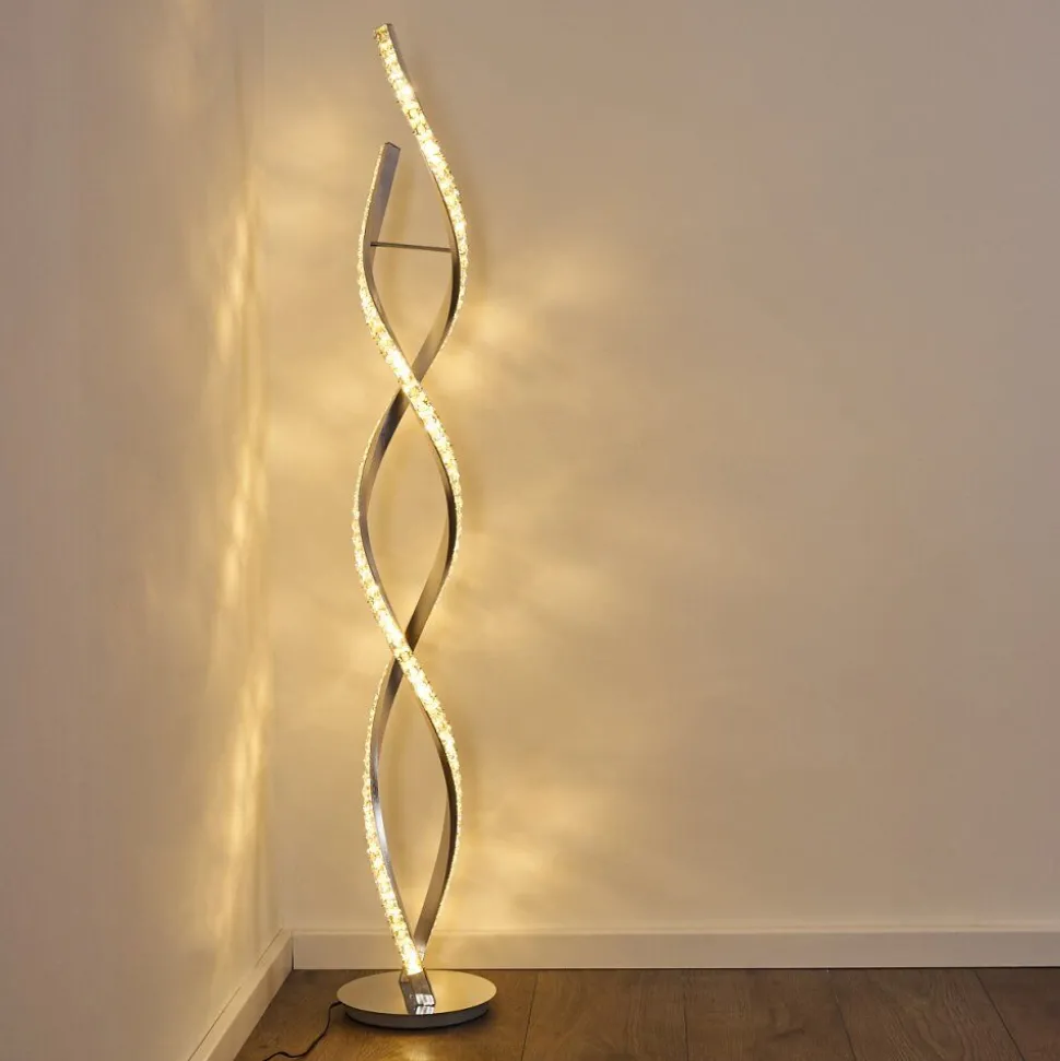 Lampadaire Assuan Led Chrome, 1 Lumiere, Telecommandes, Changeur De Couleurs