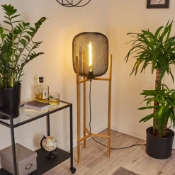 Lampadaire Ateponta Bois Clair, Noir, 1 Lumiere