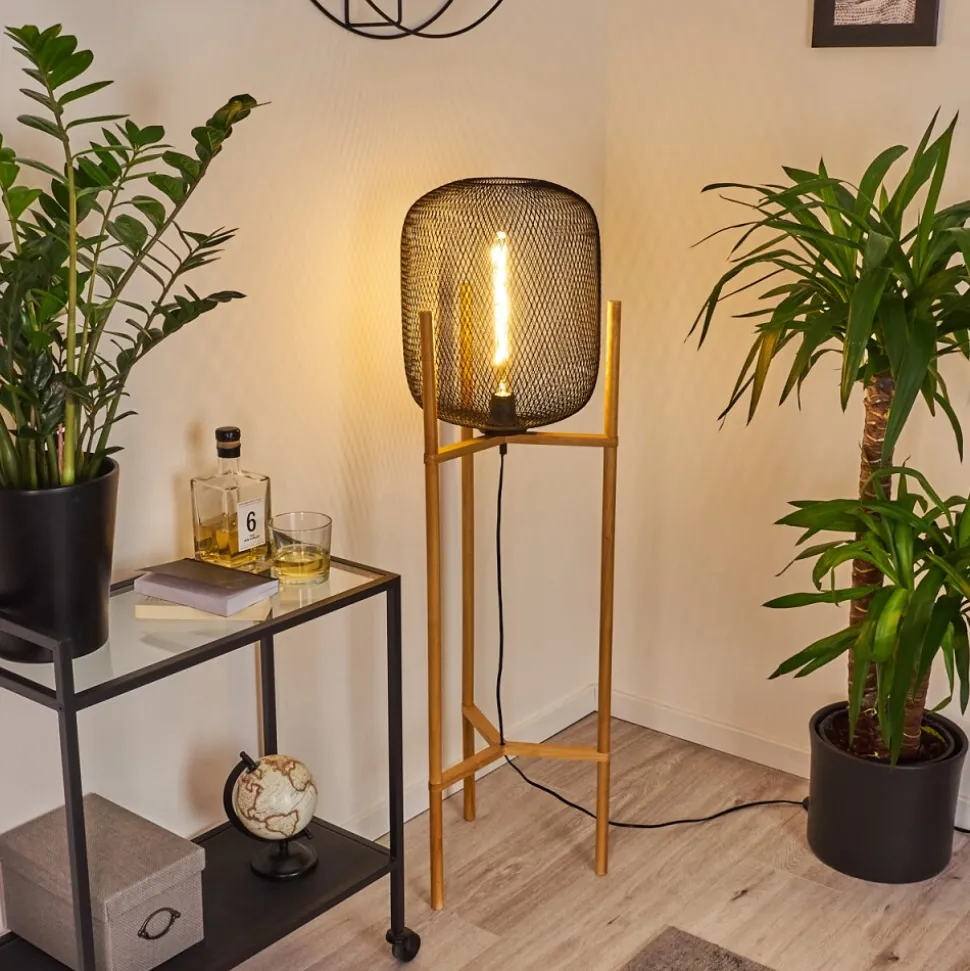 Lampadaire Ateponta Bois Clair, Noir, 1 Lumiere