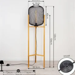 Lampadaire Ateponta Bois Clair, Noir, 1 Lumiere