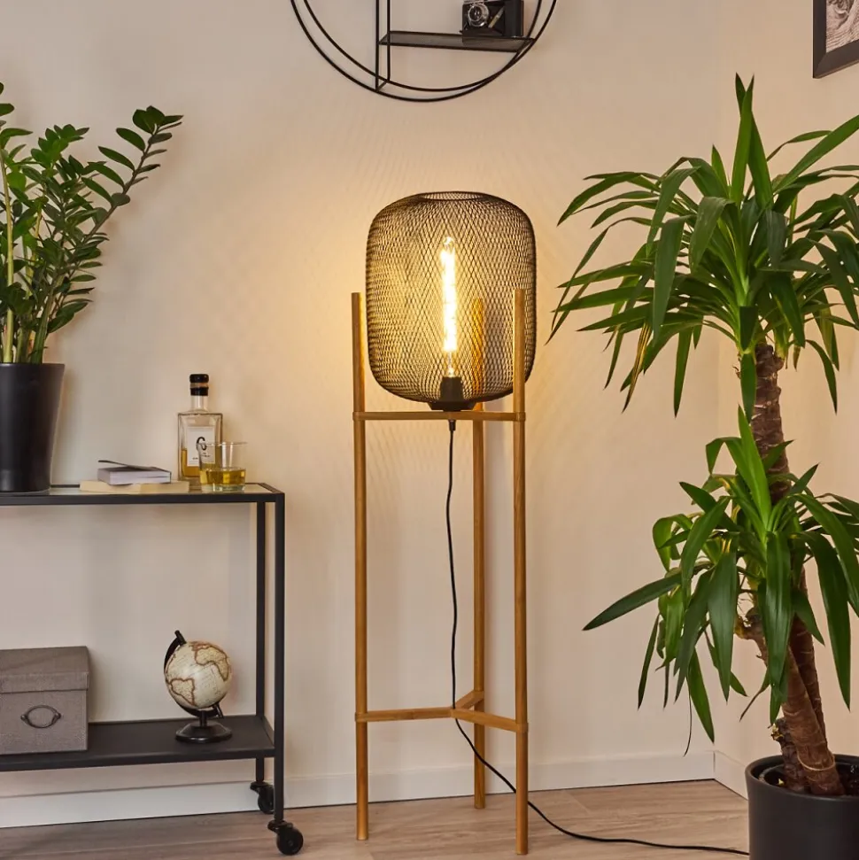 Lampadaire Ateponta Bois Clair, Noir, 1 Lumiere