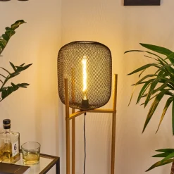 Lampadaire Ateponta Bois Clair, Noir, 1 Lumiere