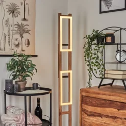 Lampadaire Ayajasco Led Couleur Bois, Ecru, Noir, 1 Lumiere