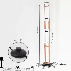 Lampadaire Ayajasco Led Couleur Bois, Ecru, Noir, 1 Lumiere