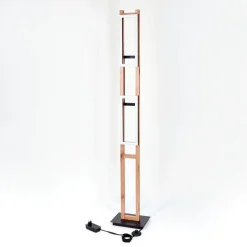 Lampadaire Ayajasco Led Couleur Bois, Ecru, Noir, 1 Lumiere