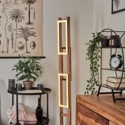 Lampadaire Ayajasco Led Couleur Bois, Ecru, Noir, 1 Lumiere
