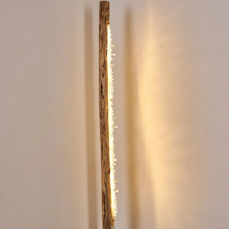 Lampadaire Bansberia Led Bois Clair, Noir, 1 Lumiere