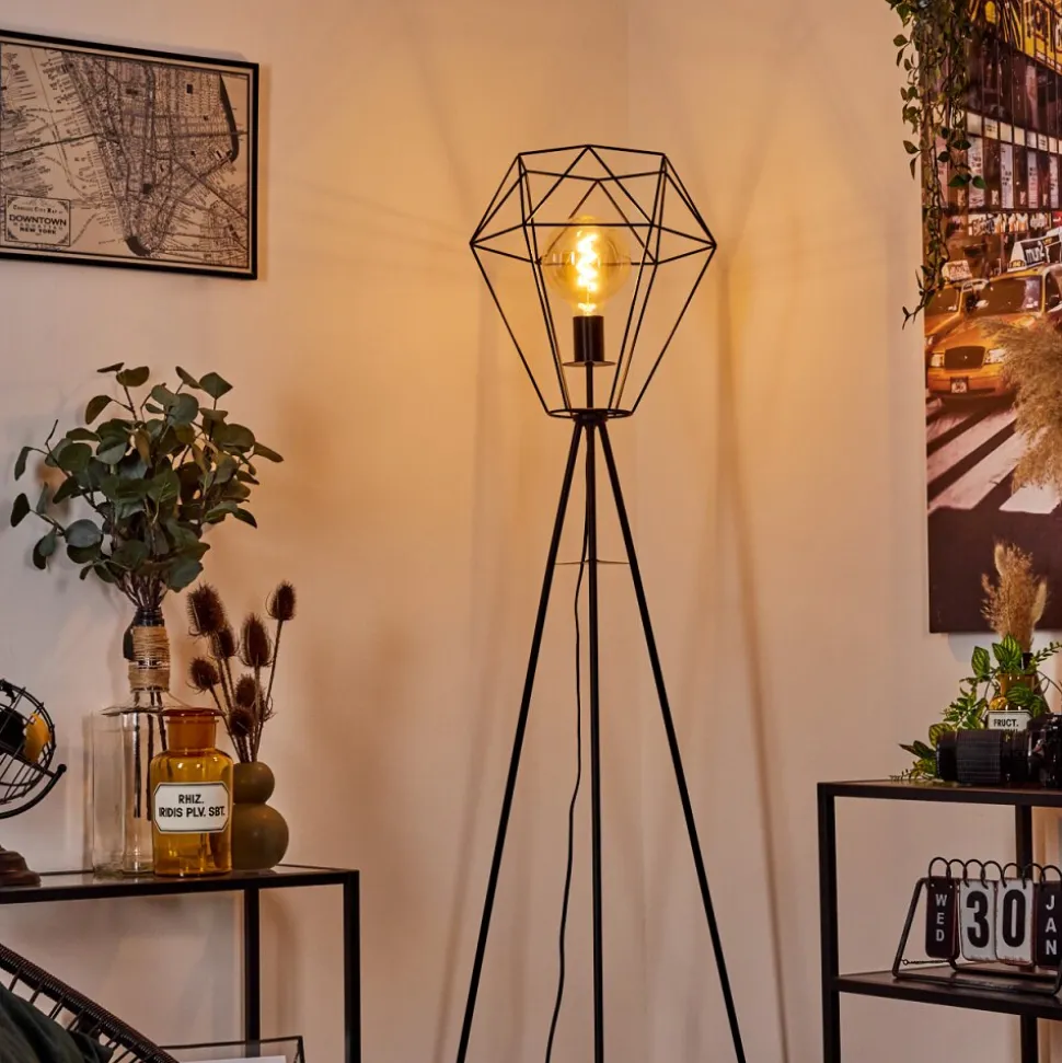 Lampadaire Bardhaman Noir, 1 Lumiere