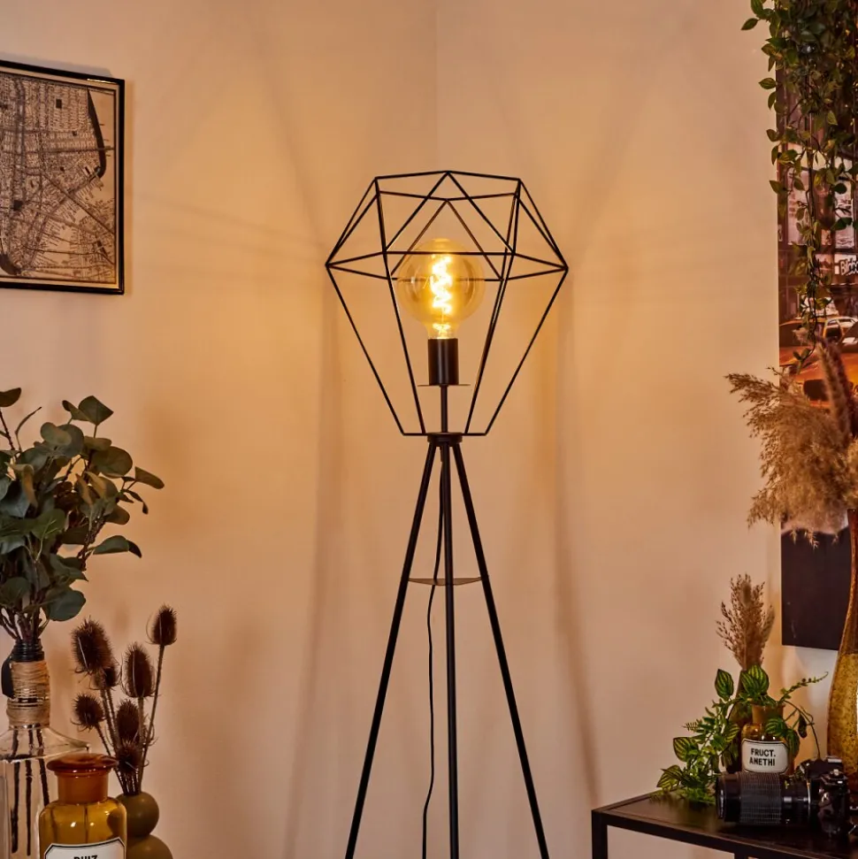 Lampadaire Bardhaman Noir, 1 Lumiere