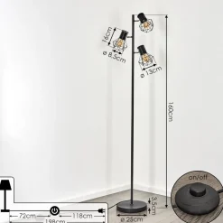 Lampadaire Bardhaman Noir, 3 Lumieres