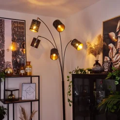 Lampadaire Bathinda Noir, 5 Lumieres