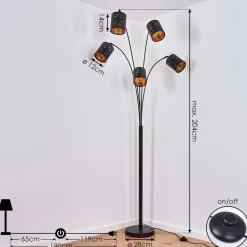 Lampadaire Bathinda Noir, 5 Lumieres