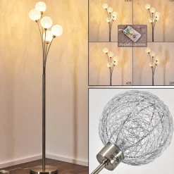 Lampadaire Bernado Nickel Mat, 5 Lumieres