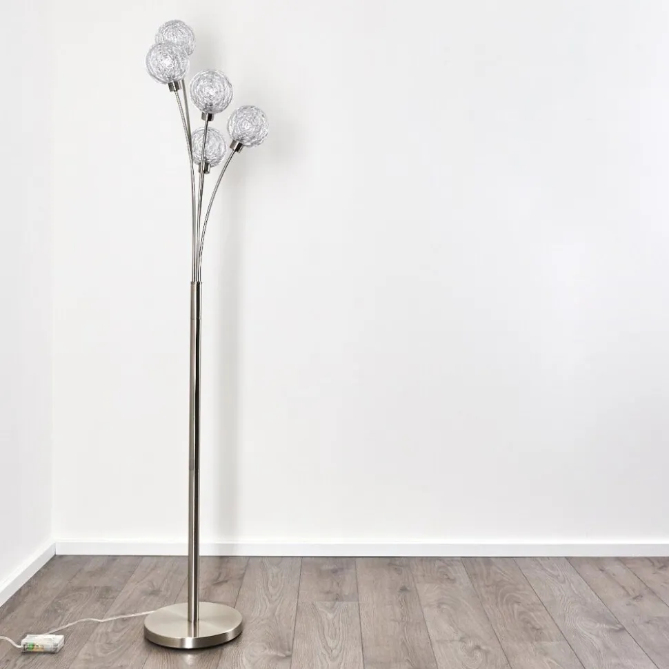 Lampadaire Bernado Nickel Mat, 5 Lumieres
